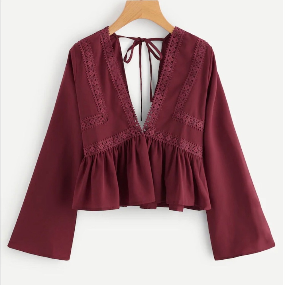 NWOT Double V Peplum Top